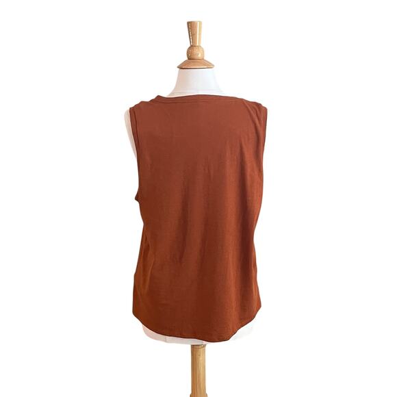NWT J. Crew Slub Cotton V-Neck Tank, Burnt Orange, Size XL - Picture 4 of 10